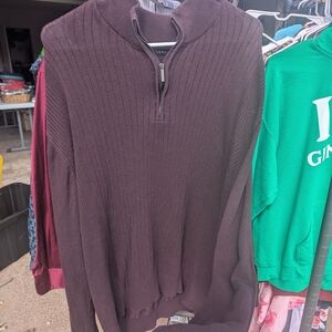 Van Heusen Dark Brown Zip-Up Sweater